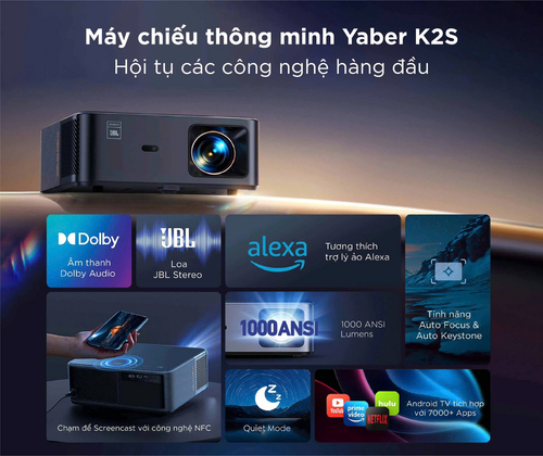 Máy chiếu thông minh Yaber K2s - Hội tụ các công nghệ hàng đầu (2023)